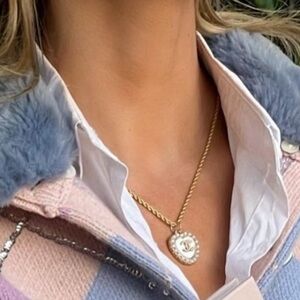 Vintage Chains Chanel Pearl Heart Necklace “The Crosby”
